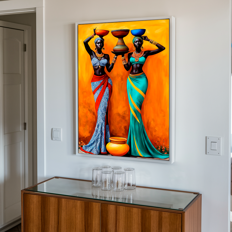 Quadro Decorativo Mulher - Africanas com Vasos