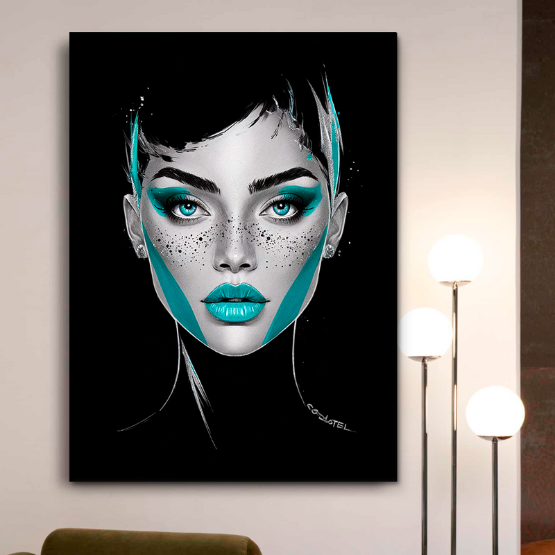 Quadro Decorativo Mulher - Black Ciano