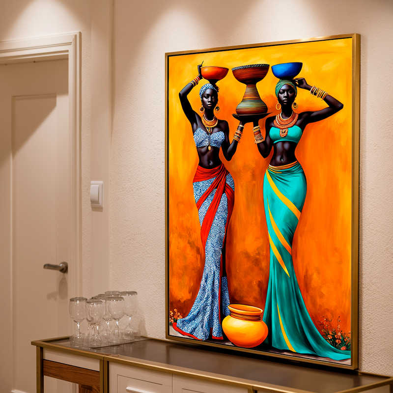 Quadro Decorativo Mulher - Africanas com Vasos