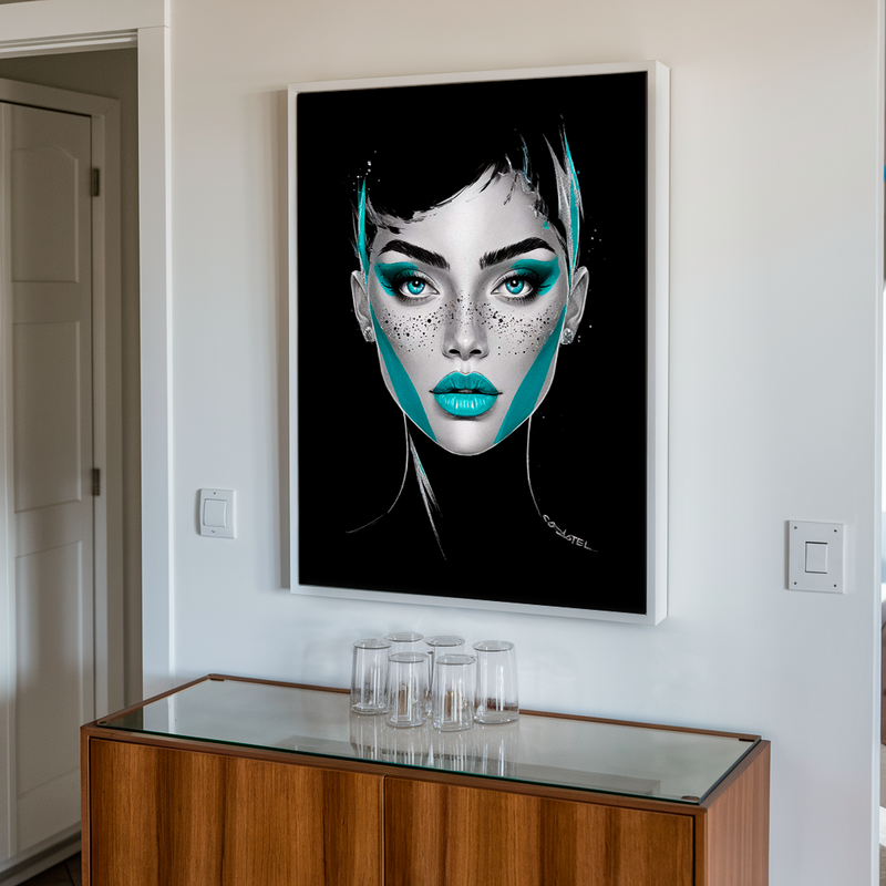 Quadro Decorativo Mulher - Black Ciano