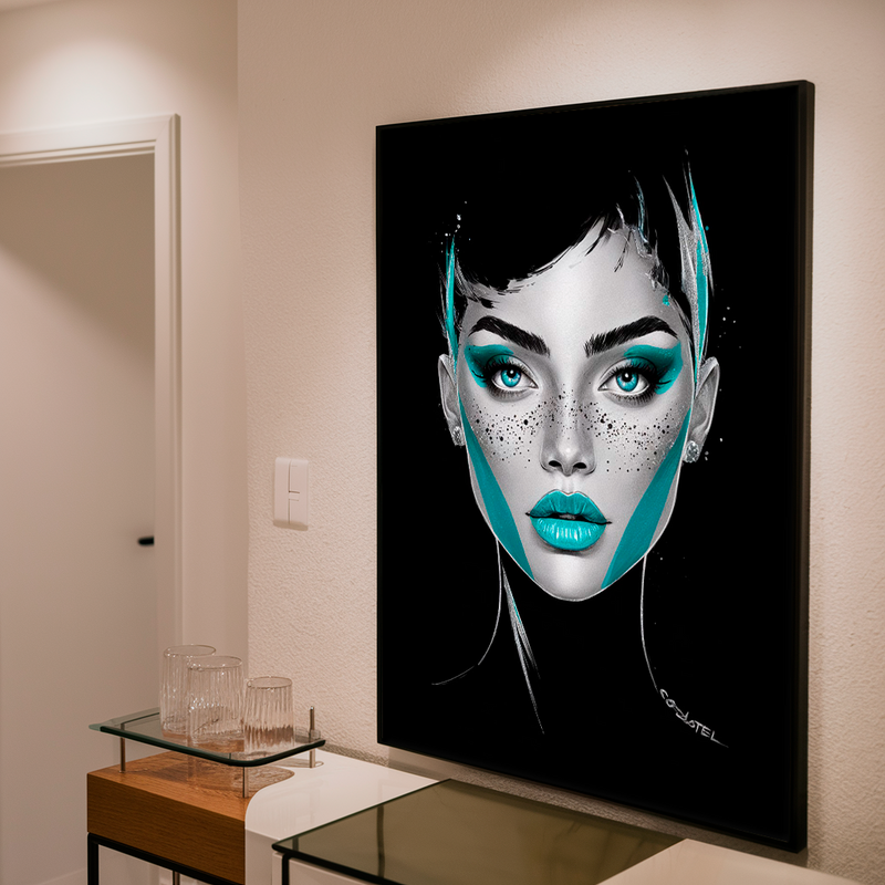 Quadro Decorativo Mulher - Black Ciano