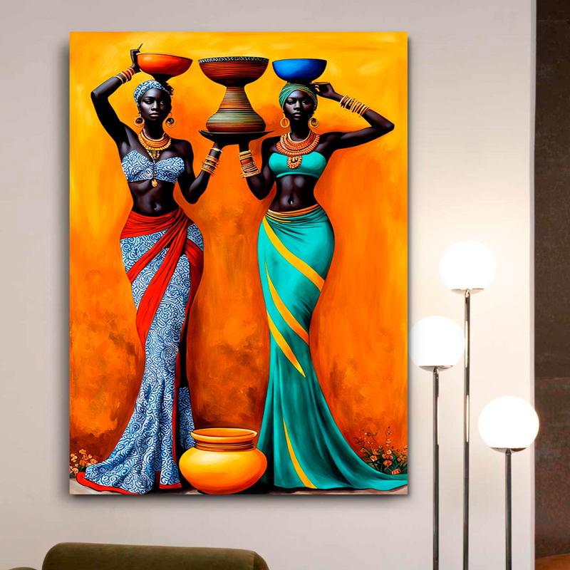 Quadro Decorativo Mulher - Africanas com Vasos