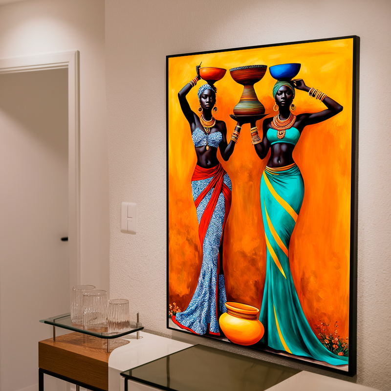 Quadro Decorativo Mulher - Africanas com Vasos