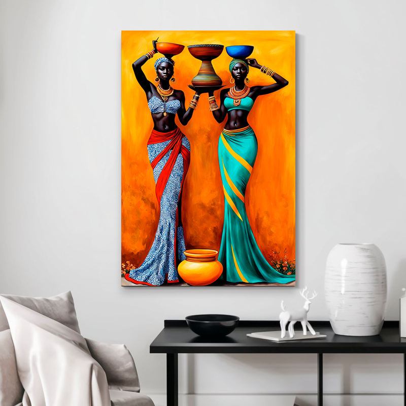 Quadro Decorativo Mulher - Africanas com Vasos