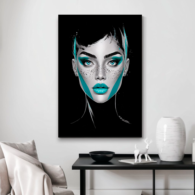 Quadro Decorativo Mulher - Black Ciano