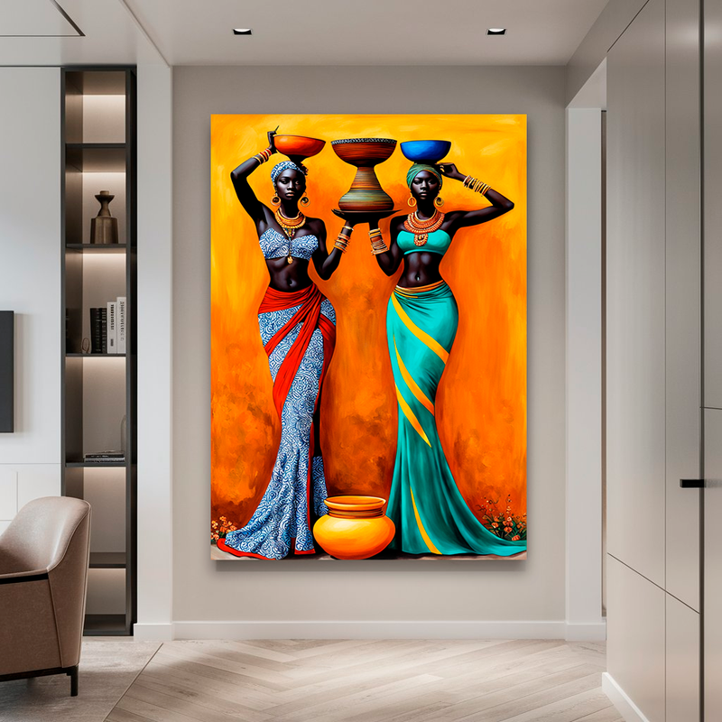 Quadro Decorativo Mulher - Africanas com Vasos