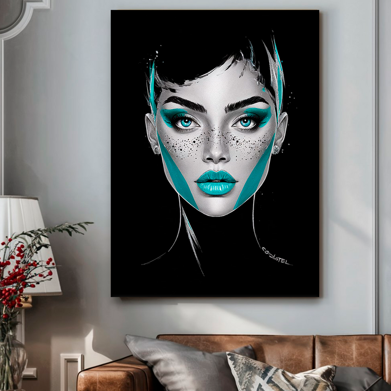 Quadro Decorativo Mulher - Black Ciano