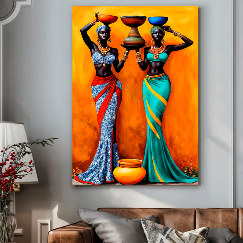 Quadro Decorativo Mulher - Africanas com Vasos