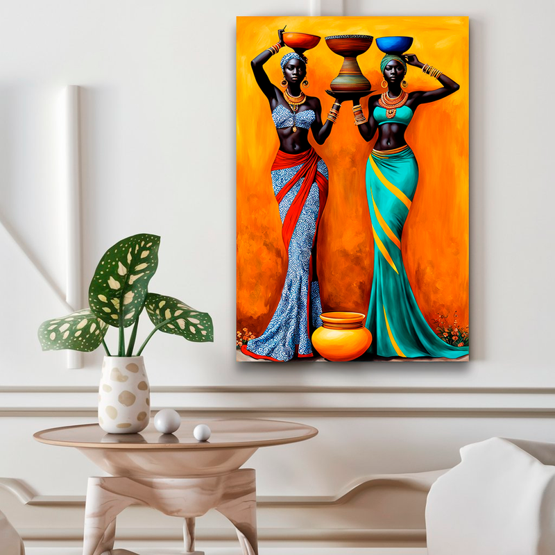 Quadro Decorativo Mulher - Africanas com Vasos