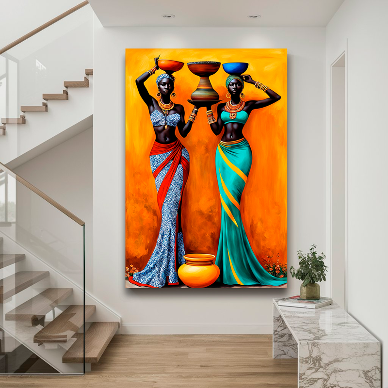 Quadro Decorativo Mulher - Africanas com Vasos