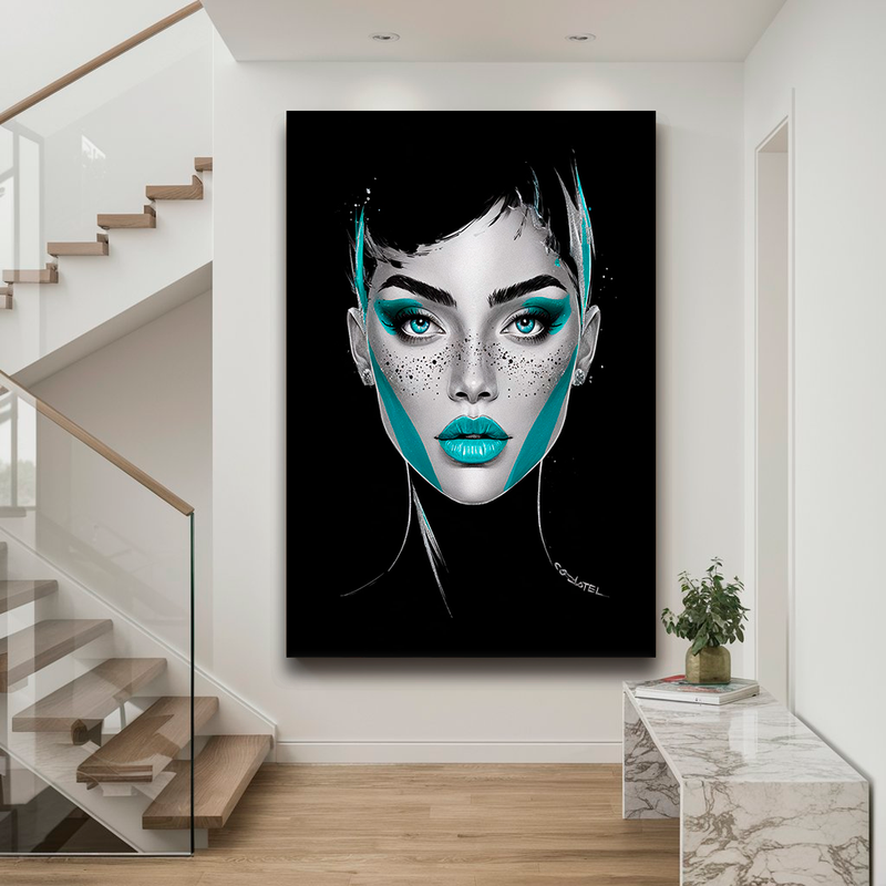 Quadro Decorativo Mulher - Black Ciano