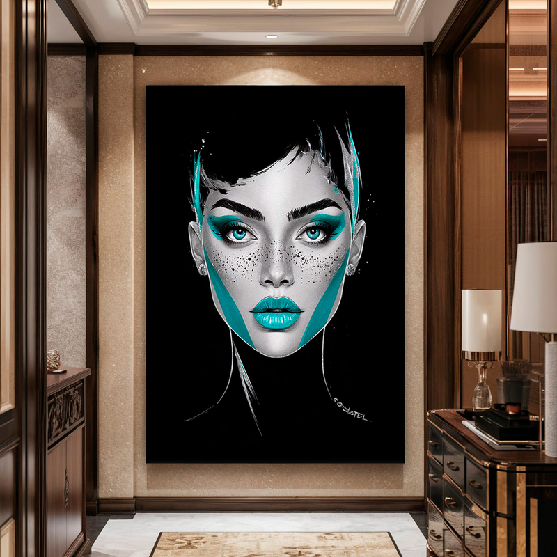 Quadro Decorativo Mulher - Black Ciano