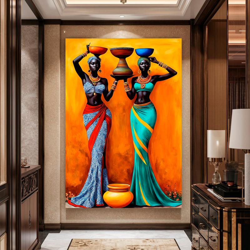 Quadro Decorativo Mulher - Africanas com Vasos